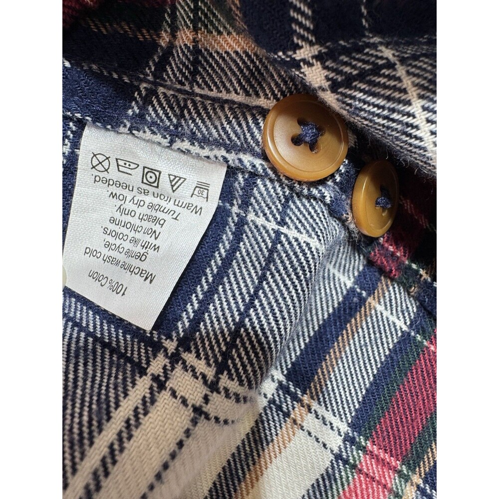 J.Crew Flannel Shirt Men’s XL Slim Fit Plaid Navy Red White Long Sleeve Button - Picture 6 of 7
